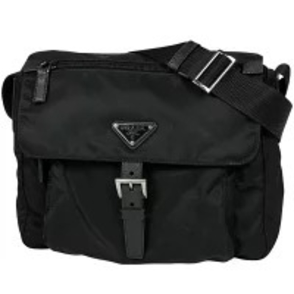 Prada Plate Shoulder Bag Crossbody Nero Black